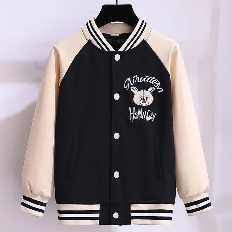 Girls New Fashionable Cartoon Baseball Suit Coat Big Kids Girls Western Style Academic Style Jacket Cardigan - Image 3